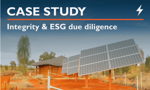 Integrity due diligence into a solar tech provider for development fund